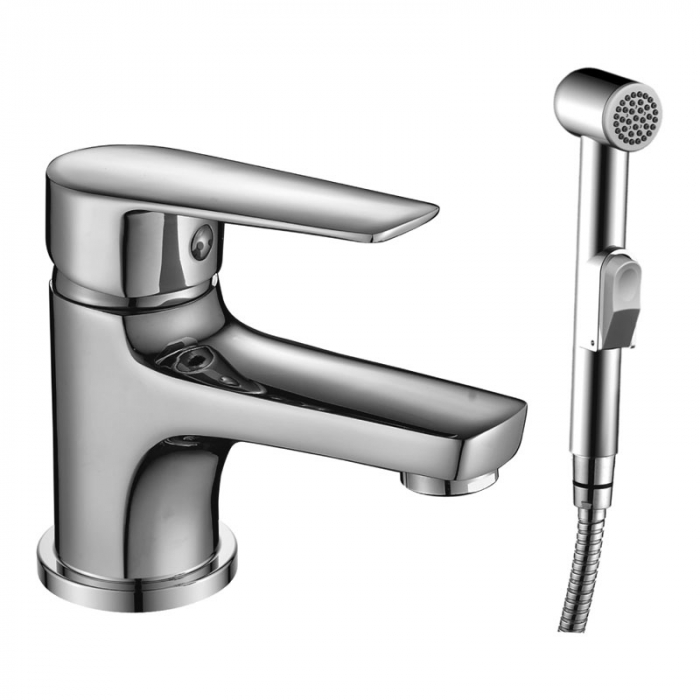 Смеситель для раковины с гигиеническим душем Rossinka S35-15 однорукояточный