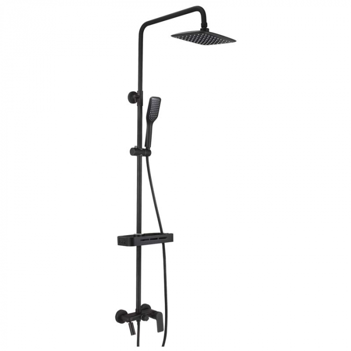 Душевая система LeMark TROPIC LM7002BL однорукояточный, с поворотным изливом, регулируемая высота, черный