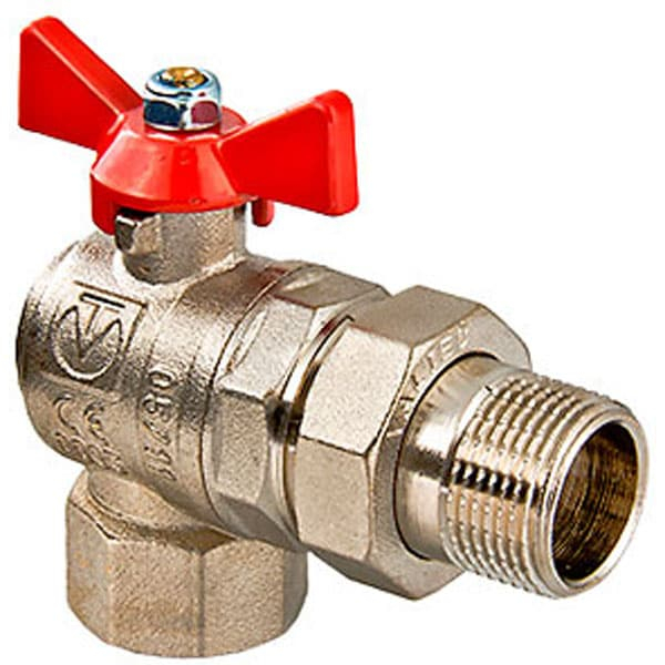 Кран шаровой с американкой угловой Valtec VT.228.N.04 DN15 (1/2") PN40 в-н баб. латунь