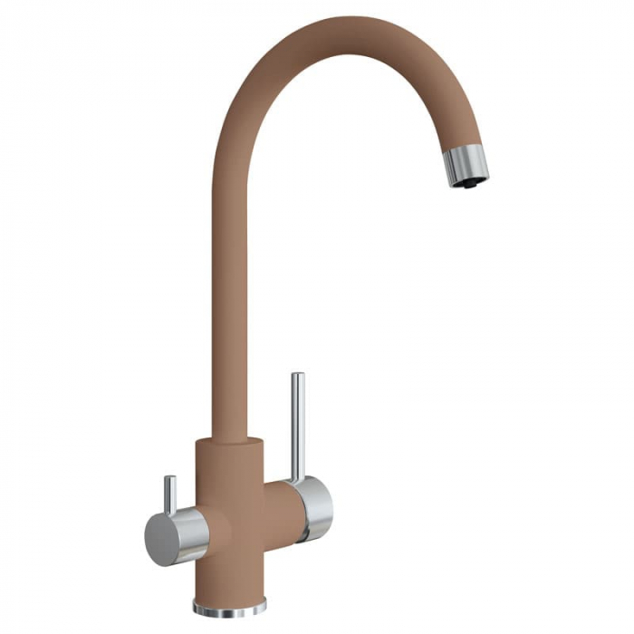 Смеситель для кухни Flortek КЛИО FL однорукояточный, с подключением к фильтру, капучино