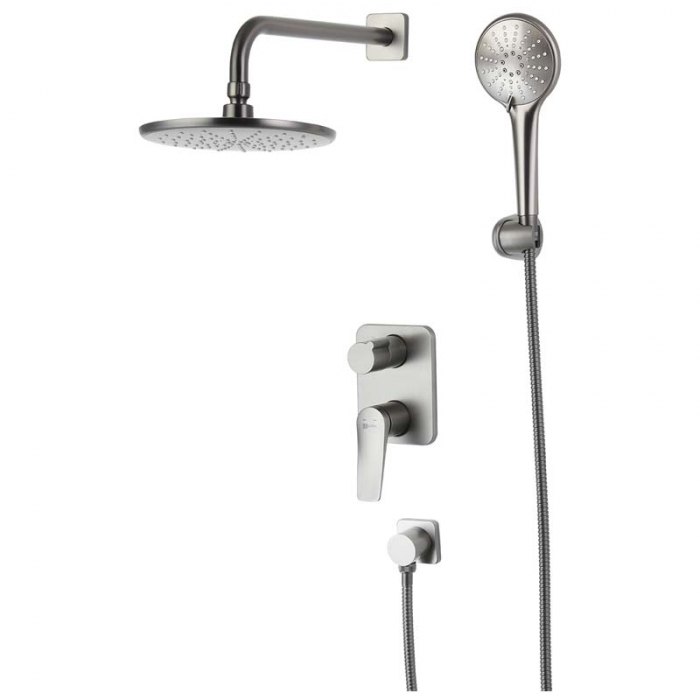 Смеситель для ванны LeMark BRONX LM3729GM однорукояточный, встраиваемый в стену, графит