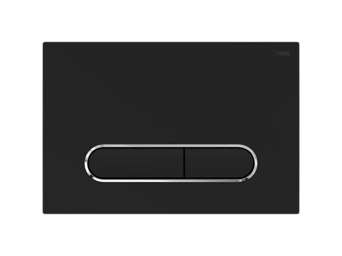 Панель смыва РЕХАУ NOVA ELLIPSE 002 с овальными клавишами, пластик, черный, матовый, контур клавиш хром, глянцевый