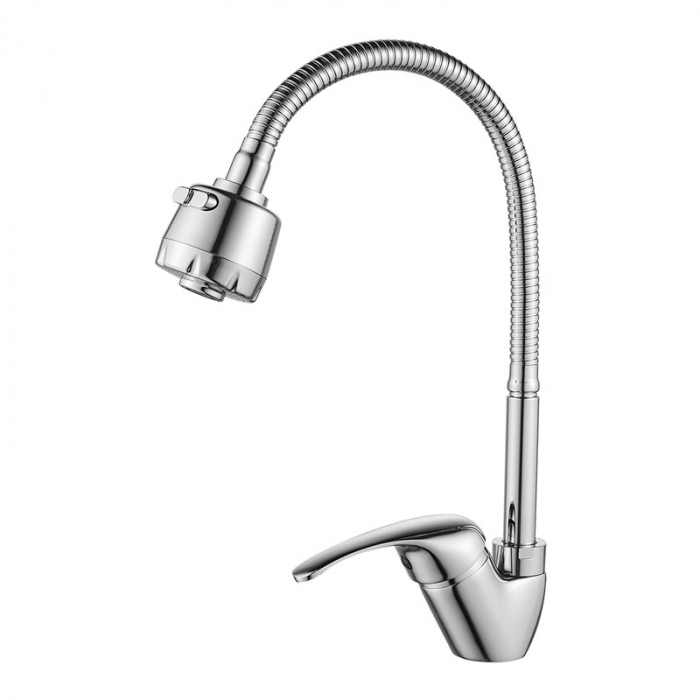Смеситель для кухни Rossinka A35-26 однорукояточный, с гибким изливом