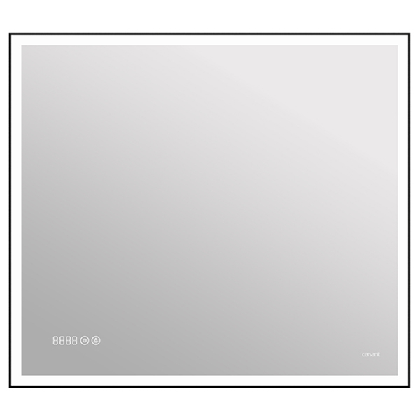 Зеркало Cersanit LED 011 design 80x70 с подсветкой часы металл. рамка прямоугольное