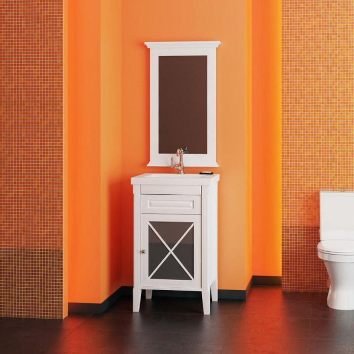 Комплект мебели для ванной комнаты Opadiris ПАЛЕРМО 50, правый, белый матовый