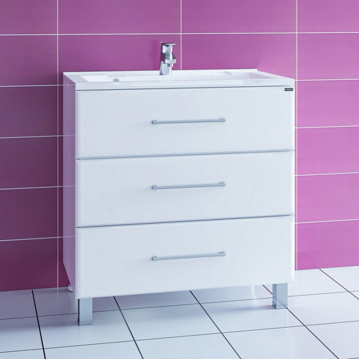 Тумба для раковины Санта Омега-80 3 ящика напольная (ум. Elen-80 литьевой мрамор) 207014