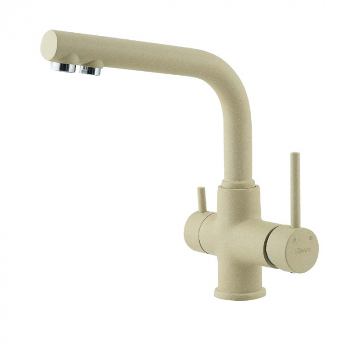 Смеситель для кухни LeMark COMFORT LM3061PBG однорукояточный, с переключателем на фильтр, бежевый
