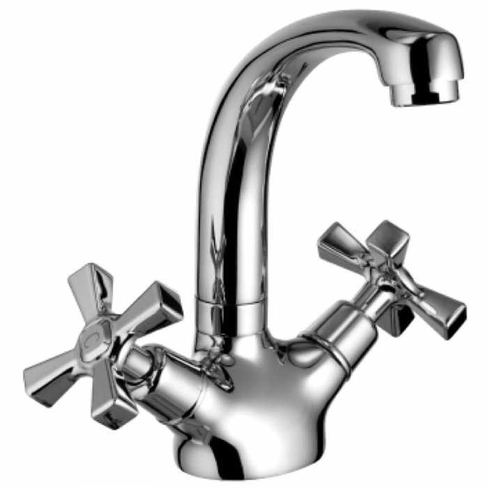 Смеситель для раковины LeMark BENEFIT LM2507C двухрукояточный, с поворотным изливом, хром