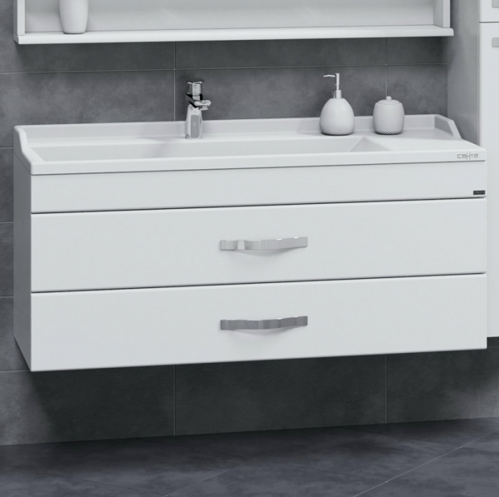 Тумба для раковины Санта Виктория-120 подвесная (ум. Elen-120 литьевой мрамор) 700138N