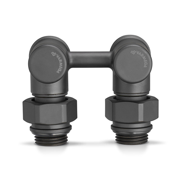 Узел нижнего подключения радиатора угловой Varmega VMDV20 1/2"×3/4"EK черный