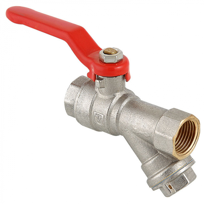 Кран шаровой с фильтром Valtec VT.292.N.04 DN15 (1/2") в-в рыч. латунь