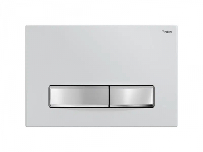 Панель смыва РЕХАУ NOVA LONG 001 с прямоугольными клавишами, пластик, белый, глянцевый, клавиши хром, глянцевый