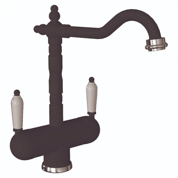 Смеситель для кухни Flortek АРИЯ FL однорукояточный, с подключением к фильтру, антрацит