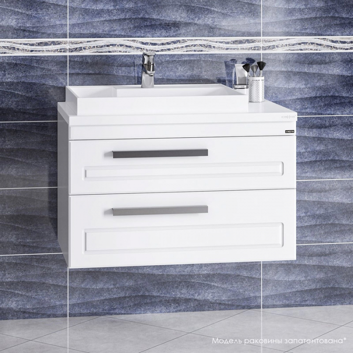 Тумба для раковины Санта Нептун-80 2 ящика подвесная (ум. Юпитер-80×50 левый литьевой мрамор) 230012