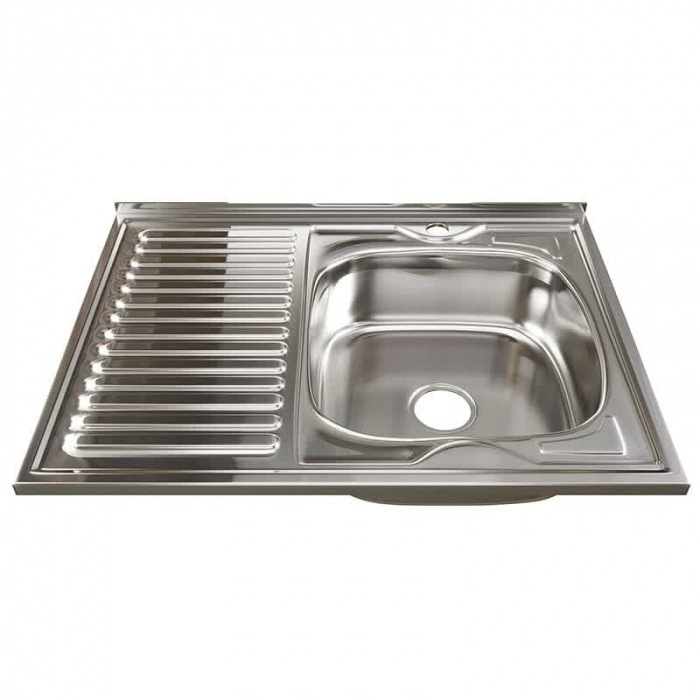 Мойка кухонная накладная MixLine 800x600/160-0,6 R вып. 3 1/2 нержавеющая сталь, с сифоном