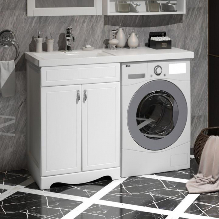 Комплект мебели для ванной комнаты Opadiris КЛИО под стиральную машину, белый матовый