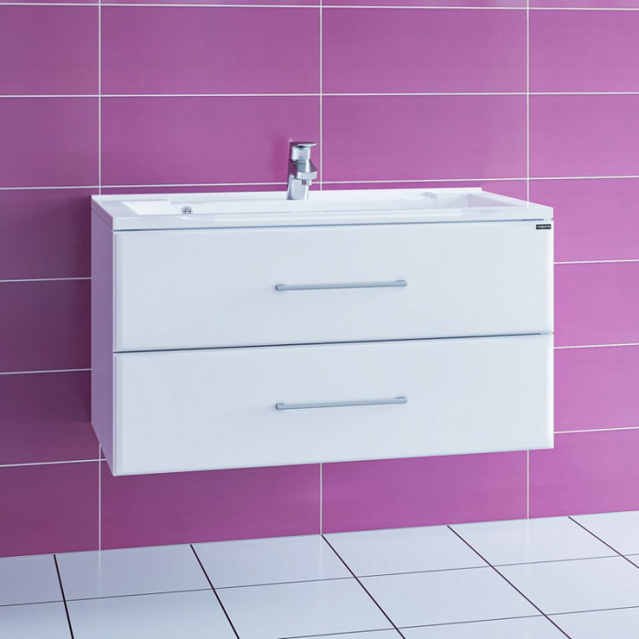 Тумба для раковины Санта Омега-90 2 ящика подвесная (ум. Elen-90 литьевой мрамор) 207041