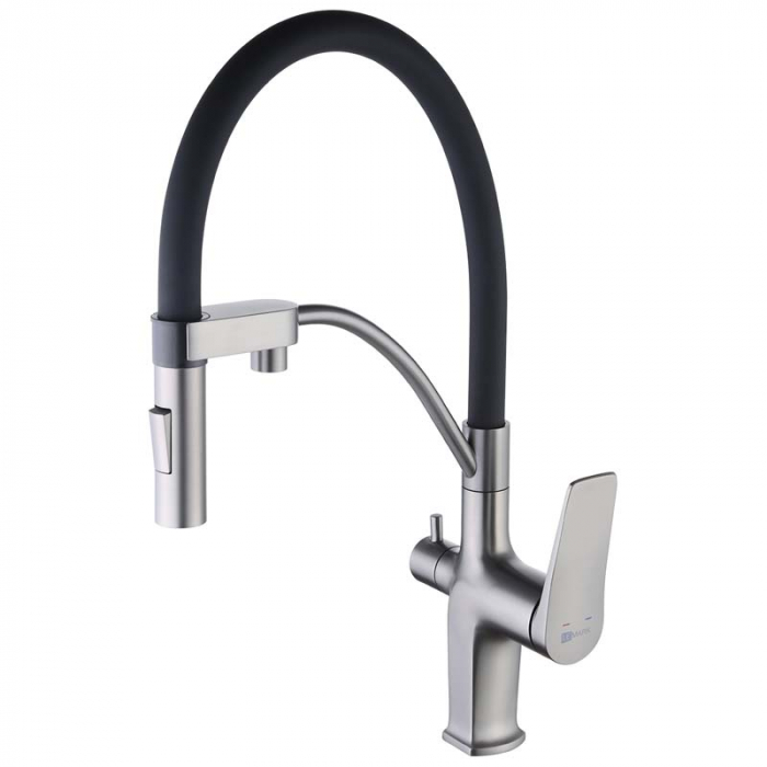 Смеситель для кухни LeMark BRONX LM3761GM однорукояточный, с переключателем на фильтр, графит