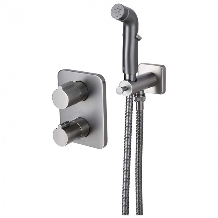 Смеситель для гигиенического душа LeMark BRONX LM3740GM термостатический, встраиваемый в стену, графит