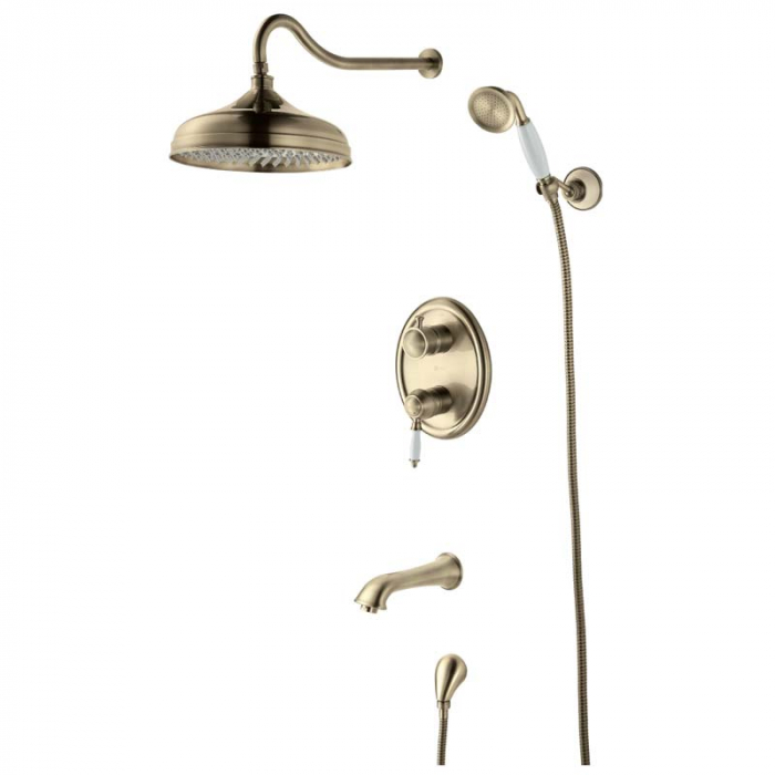 Смеситель для ванны LeMark VILLA LM4822B однорукояточный, встраиваемый в стену, бронза