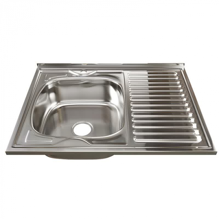 Мойка кухонная накладная MixLine 800x600/180-0,8 L вып. 3 1/2 нержавеющая сталь, с сифоном