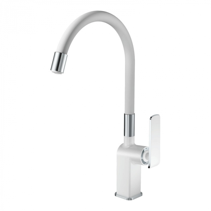 Смеситель для кухни Haiba HB73548-8 однорукояточный, белый/хром