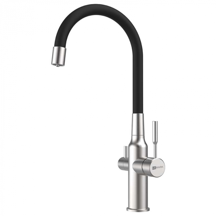 Смеситель для кухни LeMark EXPERT LM5083S-Black однорукояточный, с переключателем на фильтр, сталь/черный