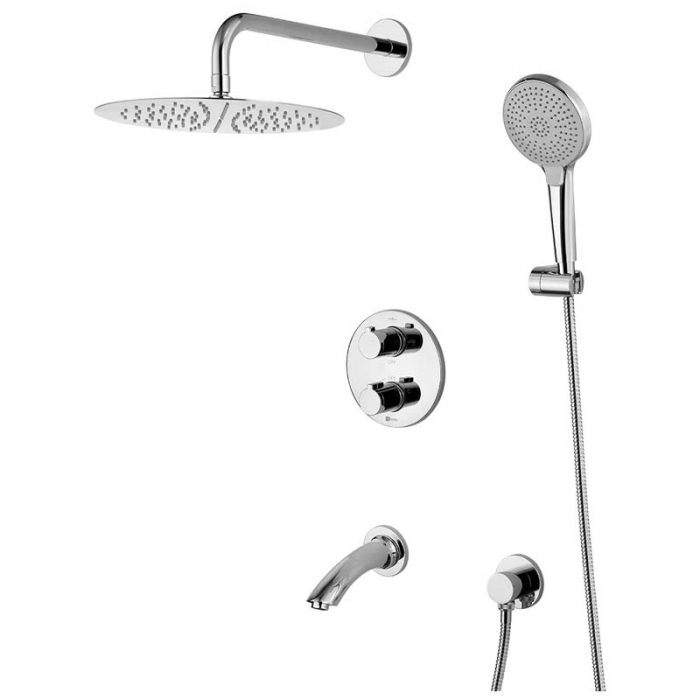 Смеситель для ванны LeMark YETI LM7822C термостатический, встраиваемый в стену, хром