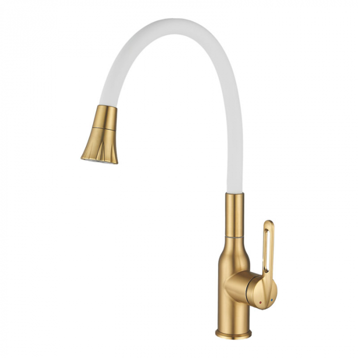 Смеситель для кухни Haiba HB42830-5 однорукояточный, с гибким изливом, золотой
