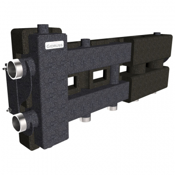 Балансировочный коллектор Gidruss BM-80-3D.EPP (п. котла G 1.1/4", 2 контура G 1", бок. контур G 1.1/4", 4D-кронштейны K.UMS, EPP-термоизоляция)