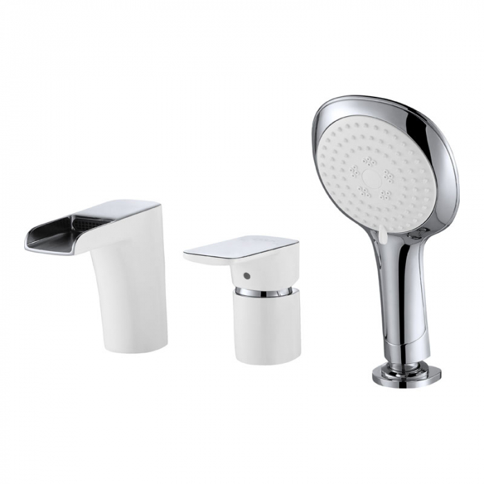 Смеситель для ванны D&amp;K Berlin.Steinbeis однорукояточный, встраиваемый на борт ванны, белый/хром DA1434216