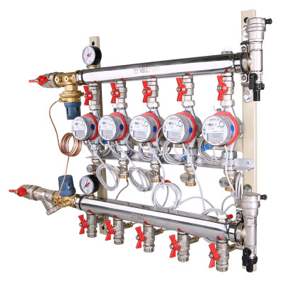 Узел этажный Valtec VT.GPA.05S04.L8 3/4", 8 вых., ввод слева