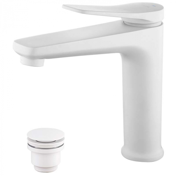 Смеситель для раковины LeMark BRONX LM3737MW однорукояточный, белый/матовый