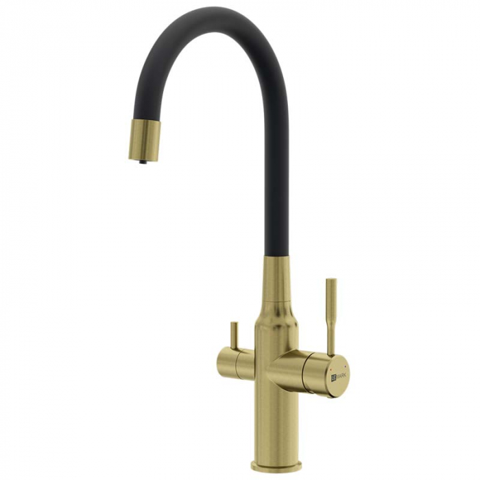 Смеситель для кухни LeMark EXPERT LM5083LGN-Black однорукояточный, с переключателем на фильтр, светлое золото нано/черный