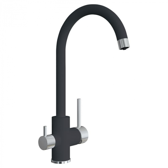 Смеситель для кухни Flortek КЛИО FL однорукояточный, с подключением к фильтру, антрацит