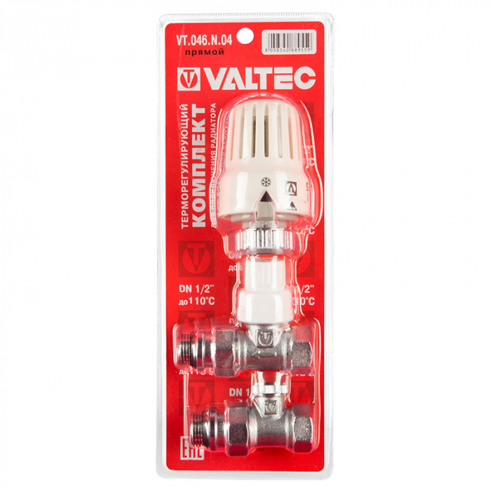 Комплект терморегулирующего оборудования для радиатора прямой Valtec VT.046.N.04 (1/2")