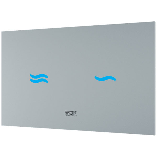 Электронное сенсорное устройство для смыва унитаза, цвет стекланной крышки REF 1502 белый, подстветка голубая, 24В Sanela SLW 30A