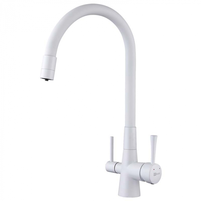 Смеситель для кухни LeMark COMFORT LM3075W однорукояточный, с переключателем на фильтр, белый