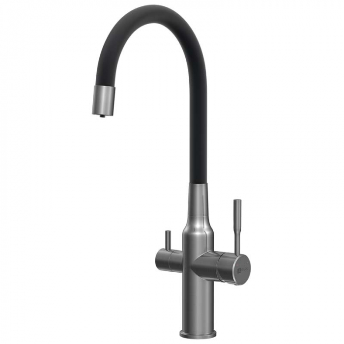 Смеситель для кухни LeMark EXPERT LM5083GMN-Black однорукояточный, с переключателем на фильтр, графит нано/черный