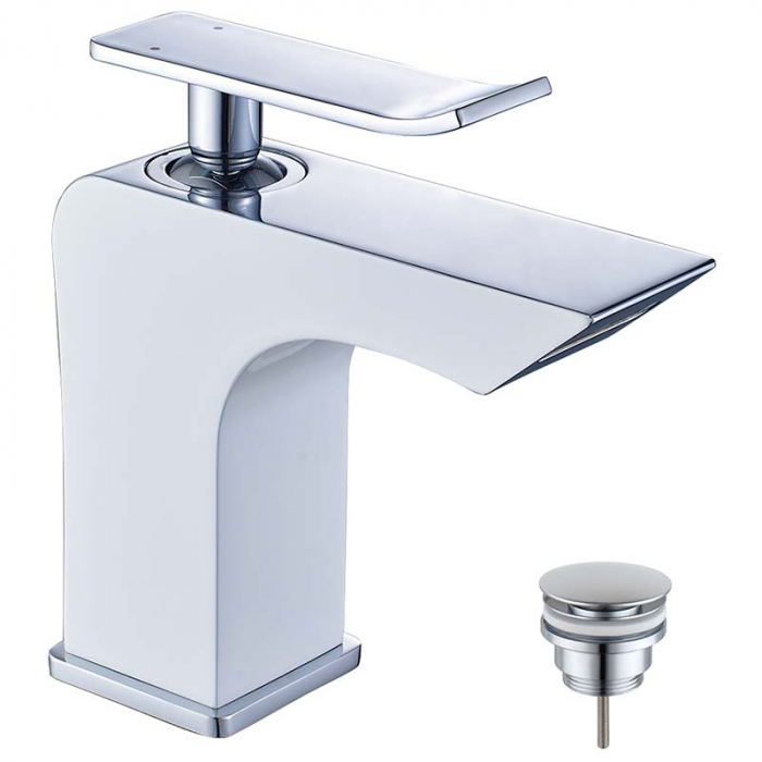 Смеситель для раковины LeMark CONTEST LM5806CW однорукояточный, хром/белый