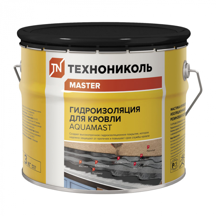 Мастика битумно-резиновая ТЕХНОНИКОЛЬ AquaMast, 3 кг