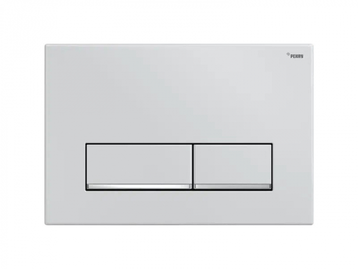 Панель смыва РЕХАУ NOVA LONG 002 с прямоугольными клавишами, пластик, белый, глянцевый, нижняя полоса клавиш хром, глянцевый