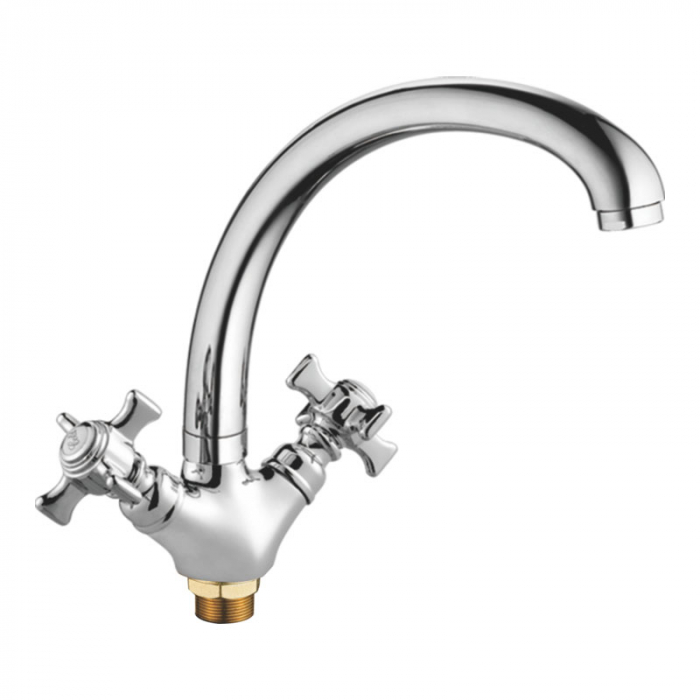 Смеситель для кухни Haiba HB4824 двухрукояточный, хром