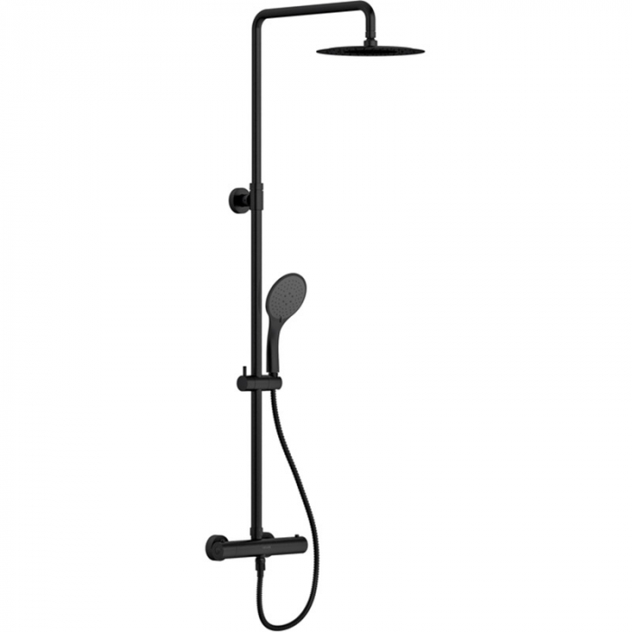 Душевая система Cersanit BRASKO BLACK c термостатическим смесителем, с 3-х режимой лейкой и шлангом 150 см, черный