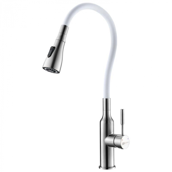 Смеситель для кухни LeMark EXPERT LM5082S-White однорукояточный, с поворотным изливом, матовый/белый