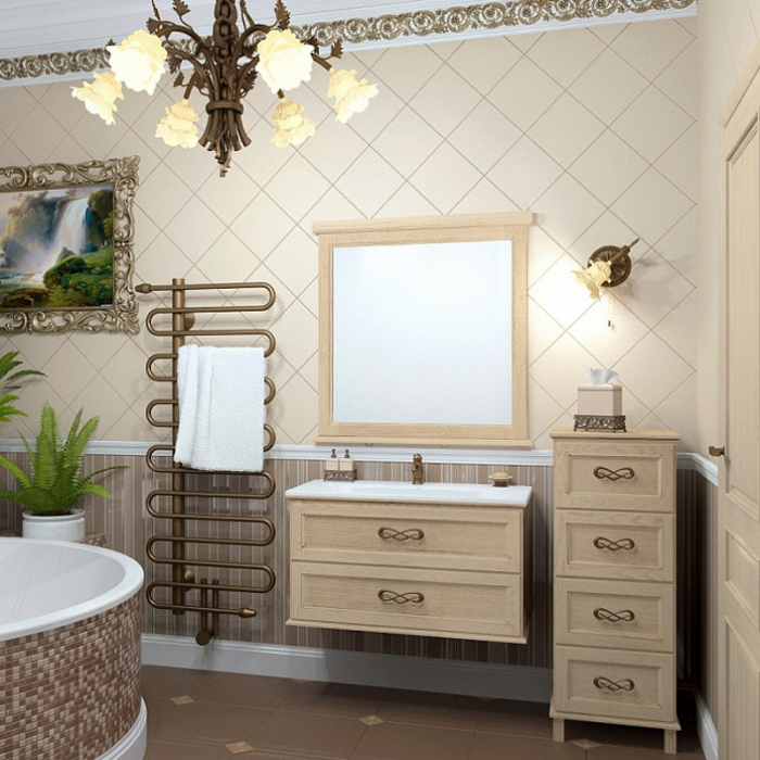 Комплект мебели для ванной комнаты Opadiris ГАРДА 90, слоновая кость